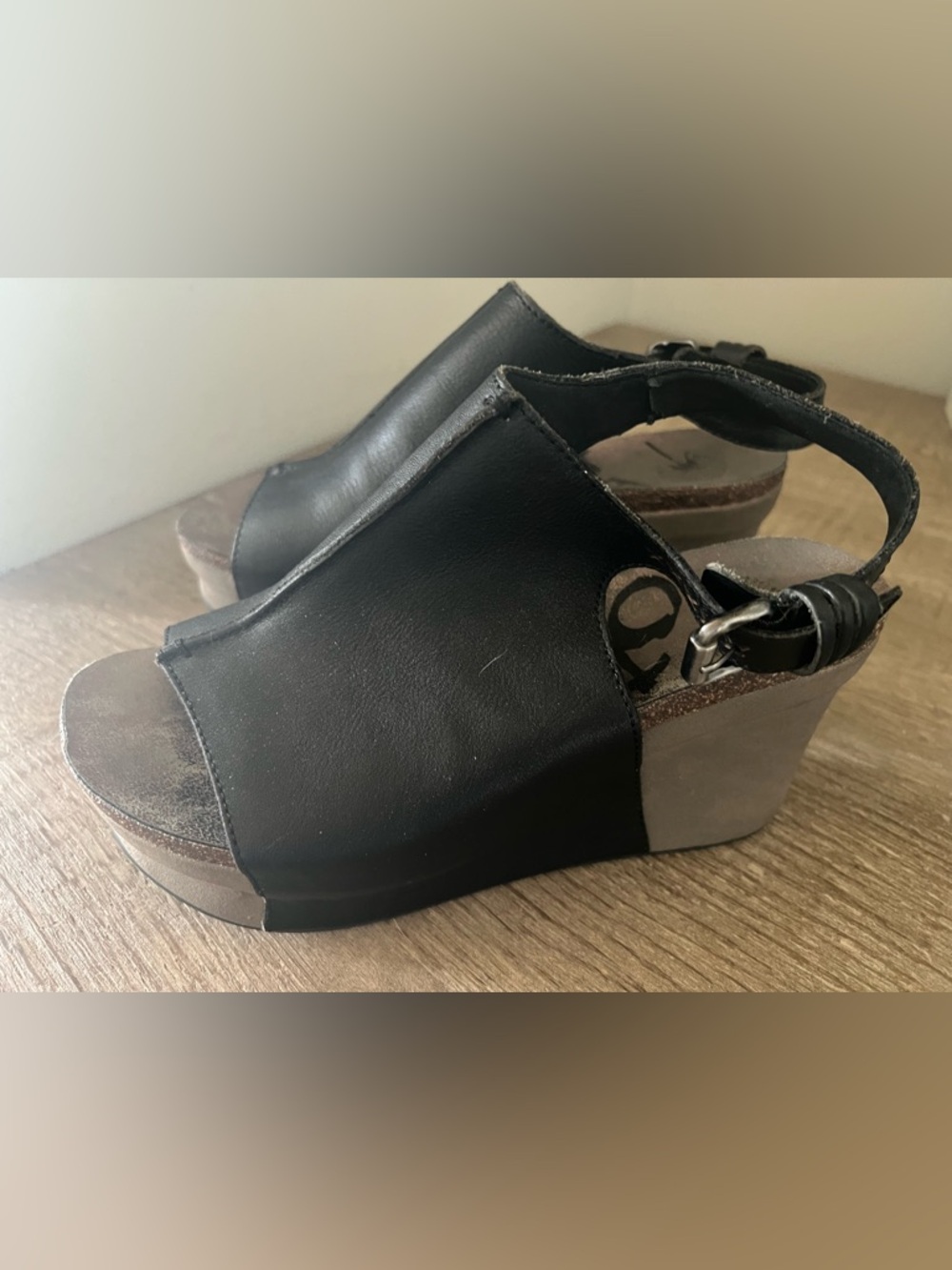 Otot Black Wedge Slingback Sandals - Women's Comfortable Platform